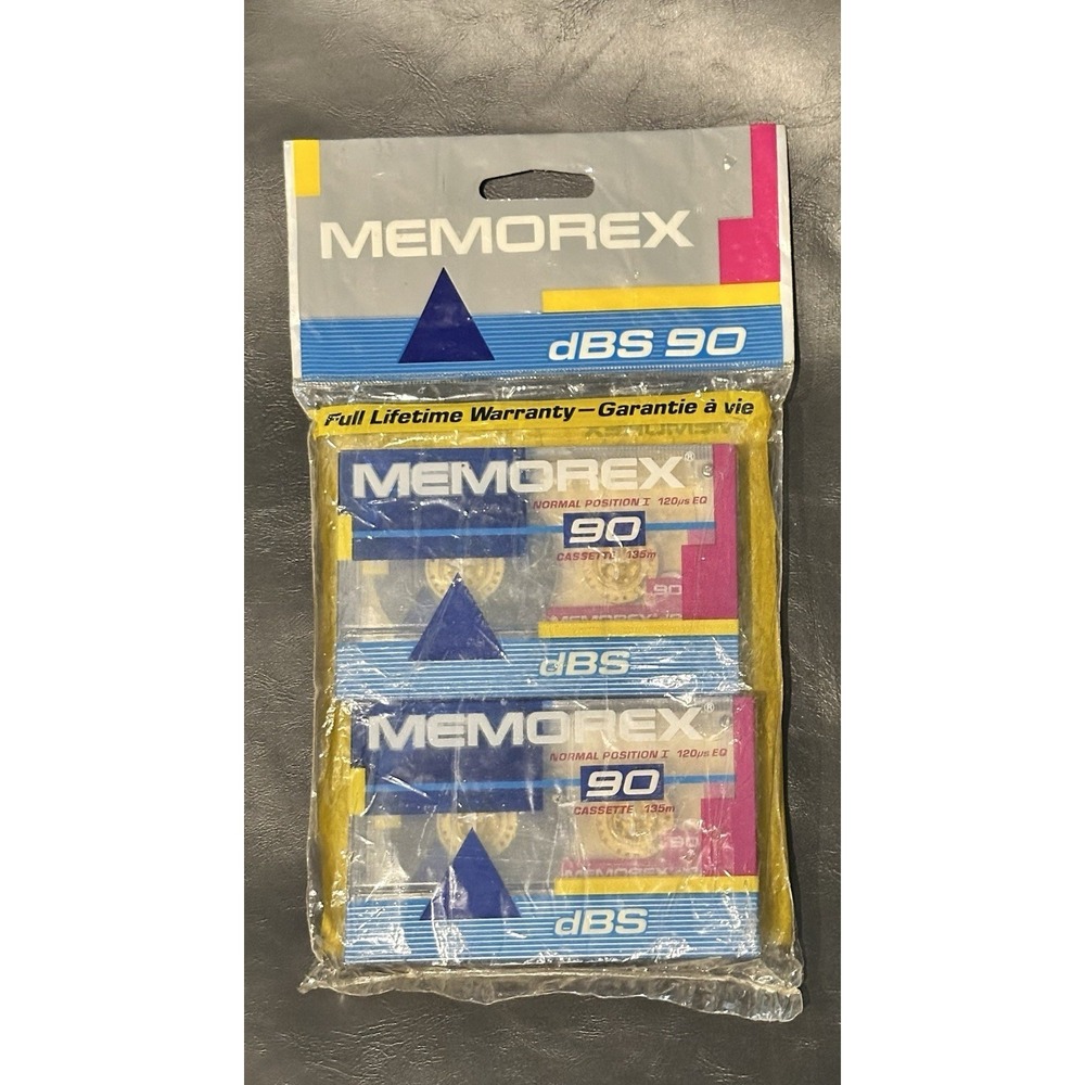 MEMOREX DBS 90 Normal Position I Blank Audio Cassette Tapes NEW 2 Pack NOS Retro